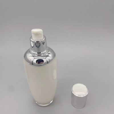 Bouteille acrylique en plastique de picoseconde de lotion de toner de peau de cylindre ovale cosmétique de pompe