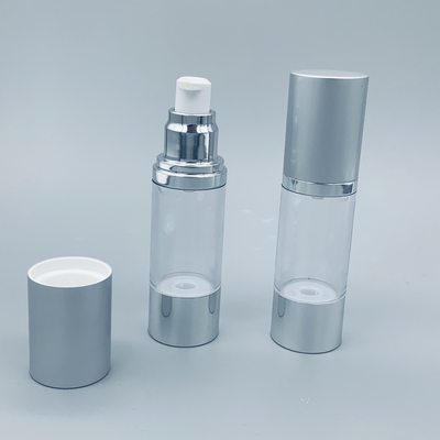 Essence de empaquetage cosmétique de lotion de pp de lotion de bouteille privée d'air transparente argentée de pompe